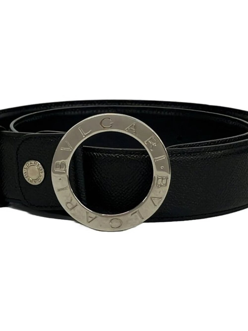 BVLGARI Bvlgari Bvlgari Black Silver Leather Hardware Belt